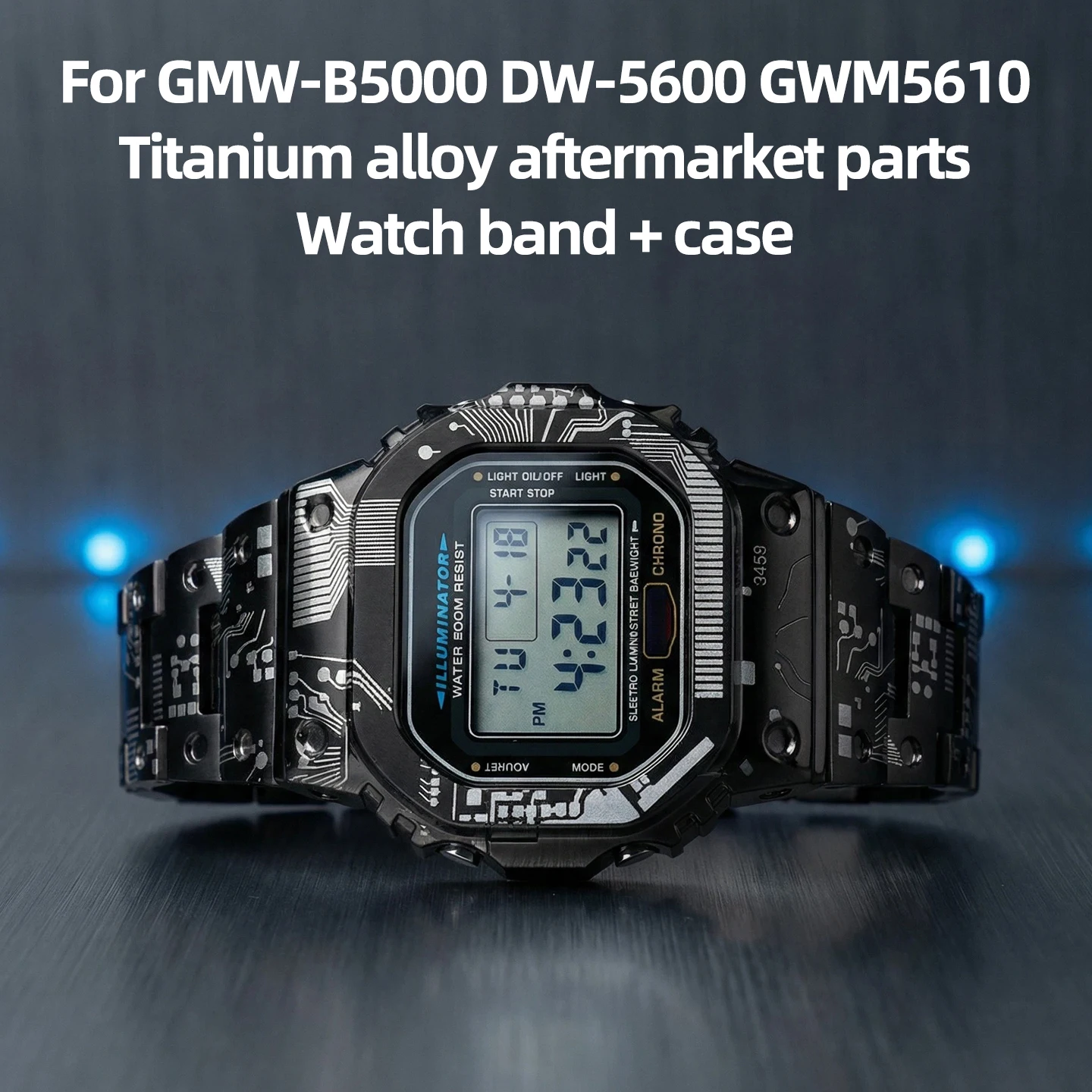 For Casio GMW-B5000/DW-5600 Circuit Board Titanium Alloy Strap Modification Kit Square Block Series Stainles Steel Case GW-M5610