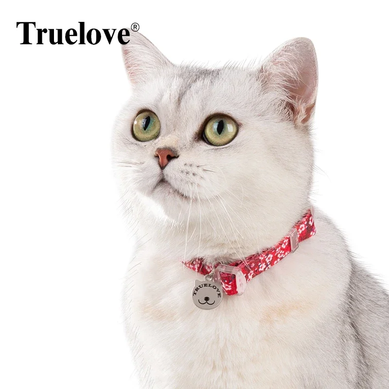 Truelovepet Pet Collar Bell D-button Adjustable Print Pattern Portable Wear Pet Supplies Engraving Available TLC5312