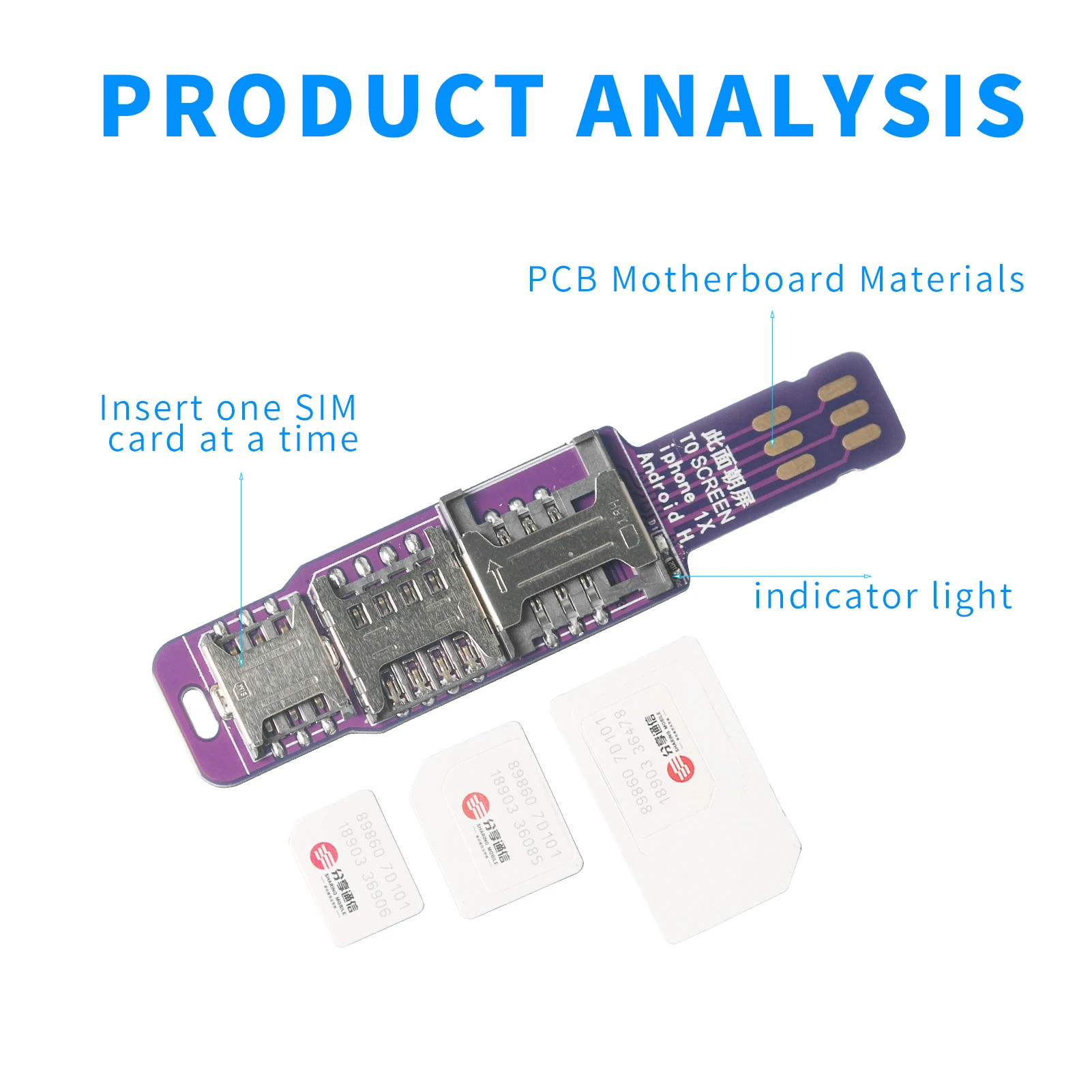 Kartu tes IP Universal 3 in1, untuk iPhone Android alat uji sinyal ponsel Samsung Xiaomi Huawei kartu tes SIM untuk iPhone