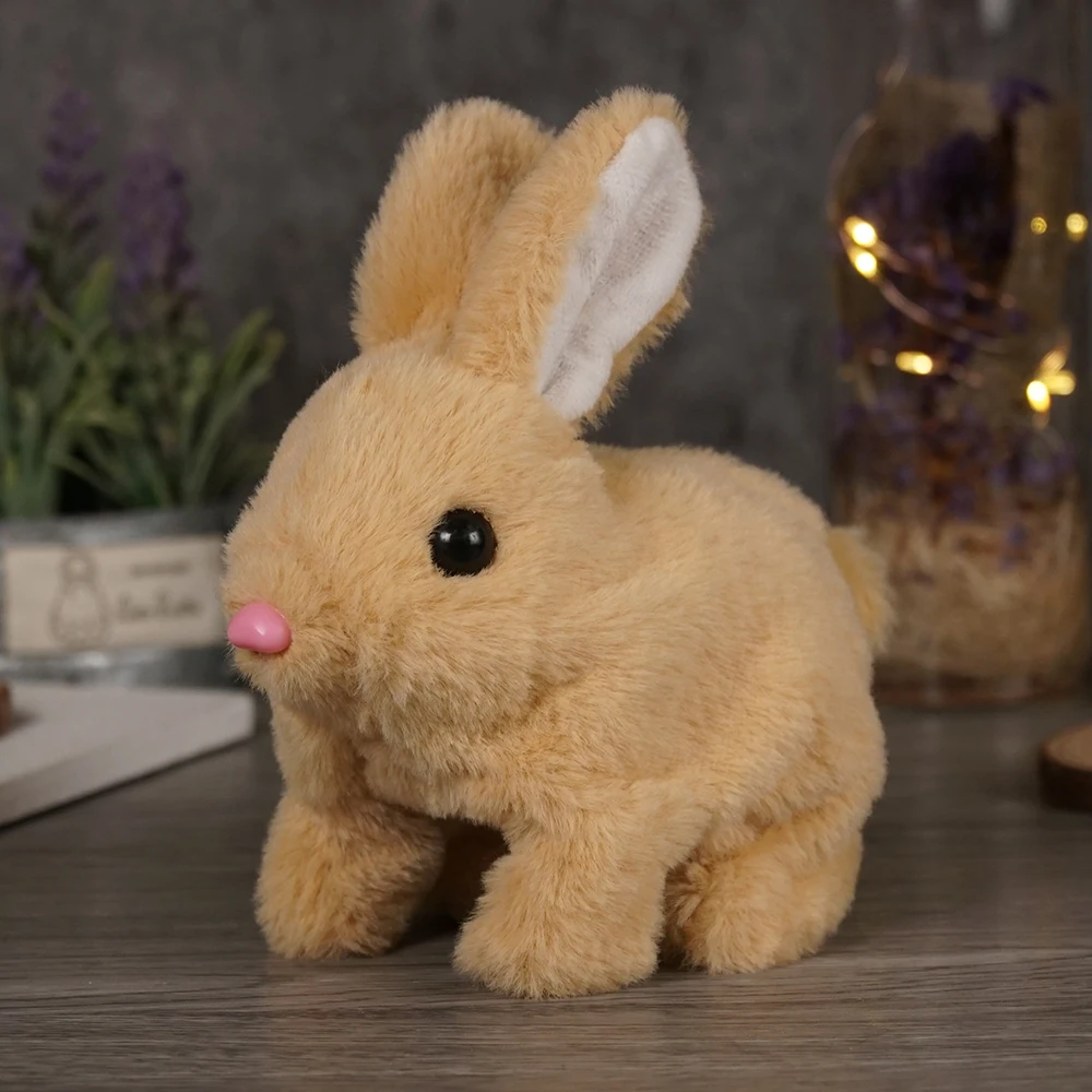 Conejo de peluche eléctrico interactivo para niños, muñeco de peluche con orejas de muñeca para caminar, regalo de cumpleaños y Navidad, 6 pulgadas