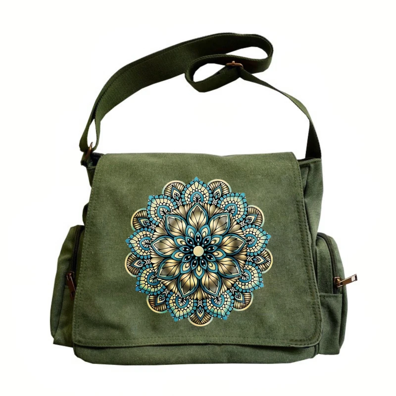 

Women's Shoulder Bag Crossbody Bag Messenger Bag Canvas Mandala Print Large Capacity Travel Laptop Bag