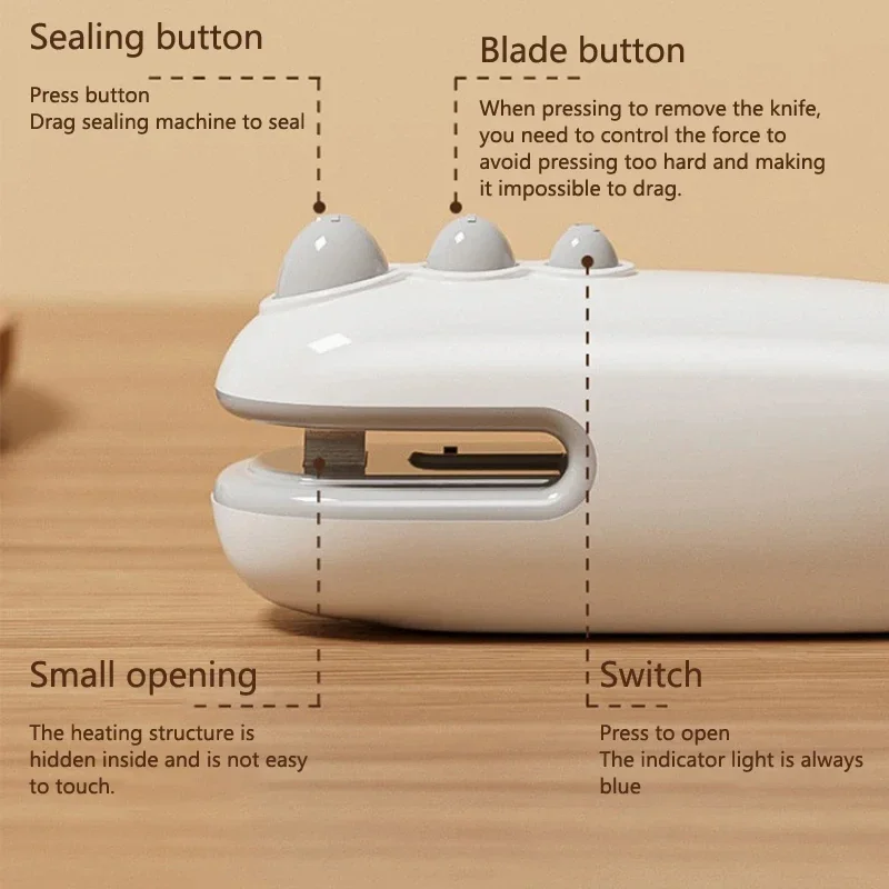 Xiaomi Sluitmachine Oplaadbare 2 In 1 Heat Bag Sealer Handheld Pakket Snack Seal Machine Thermische Plastic Zakken Sealer