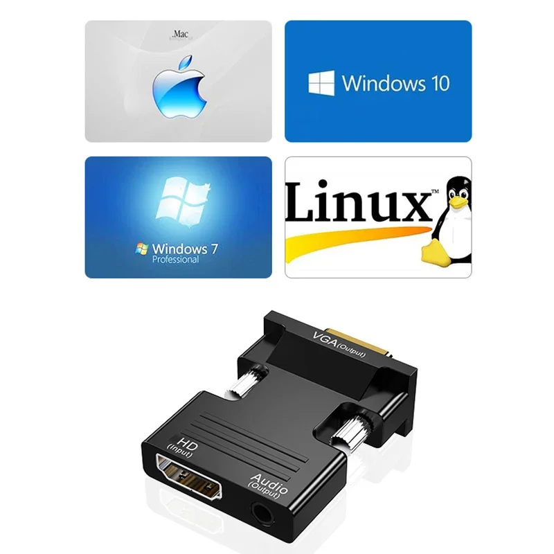 Met HDMI Female naar VGA Male Converter Audio Adapter Kabel voor Projector HD Computer Set-Top Box