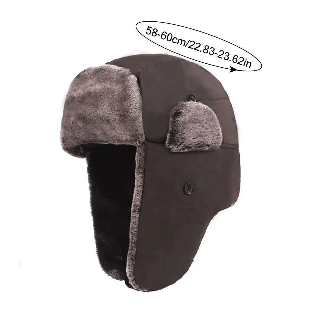 Gorro de bombardero de invierno a prueba de viento, protección para los oídos, gorro grueso con orejeras para hombre, accesorios de esquí, sombrero para ancianos, deportes al aire libre