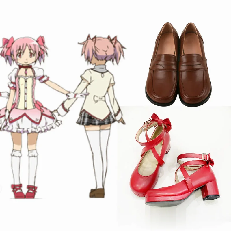 

Puella Magi Madoka Magica Kaname Madoka Lolita Girl Cosplay Shoes Boots Anime Hallowmas Carnival Party Shoes