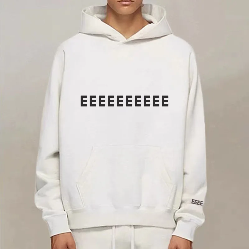 تصميم فاخر كبير الحجم هوديس الصدر المطاط رسالة الذراع عاكس إلكتروني شعار هوديي مجموعة أزياء العلامة التجارية الرجال القطن الشارع الشهير #2