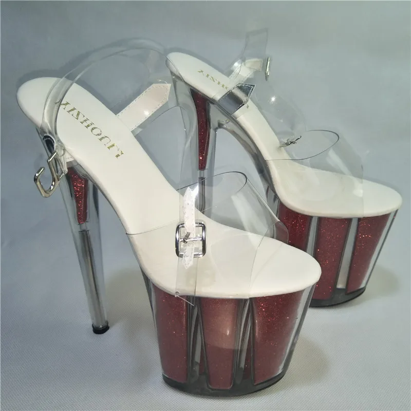 Zapatos de tacón de fiesta para mujer, zapatos de boda, plataforma de cristal, Ultra tacones altos, zapatos de baile, Sexy, 20CM