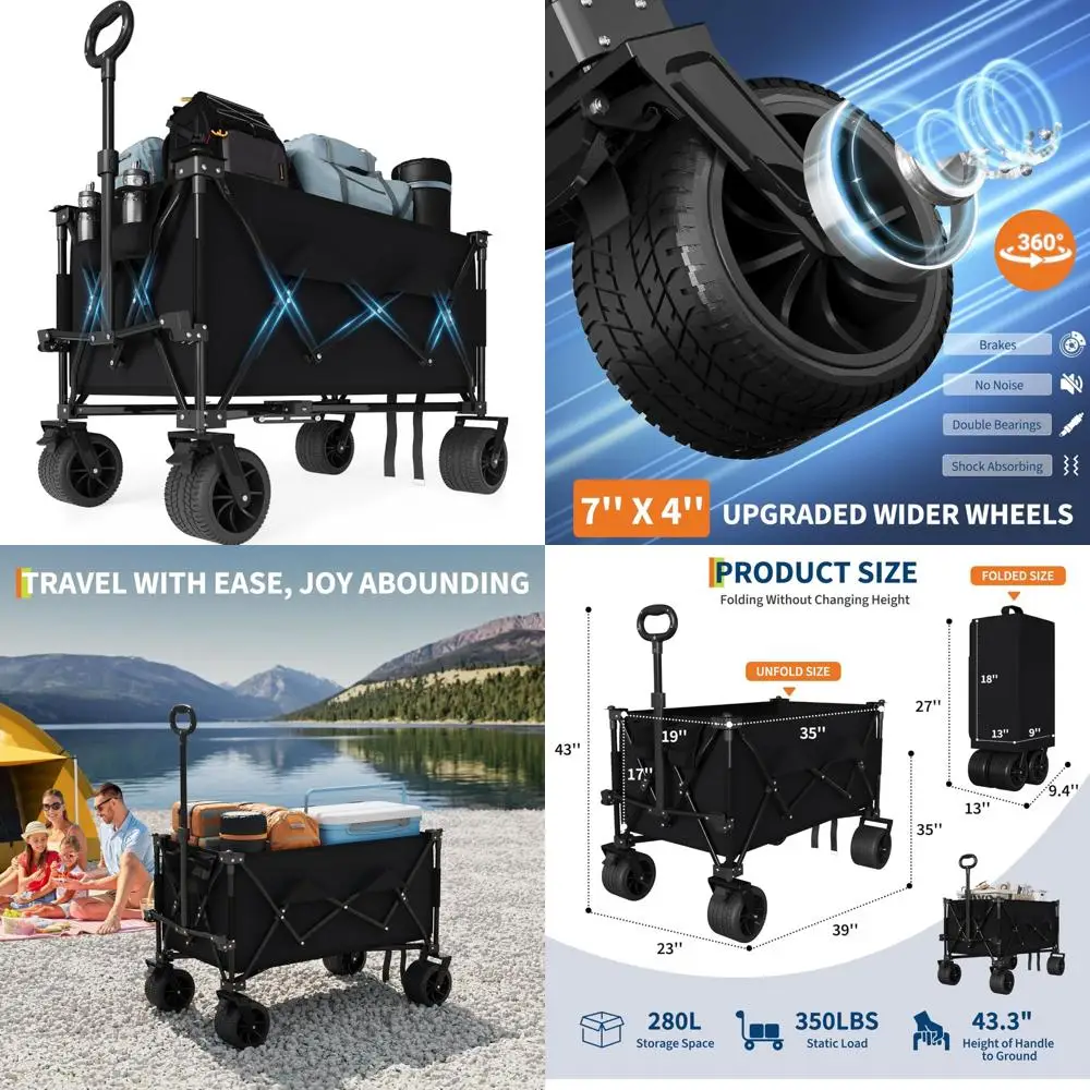 

All-Terrain Extra Large Collapsible Wagon for Beach and Camping with Extended Capacity