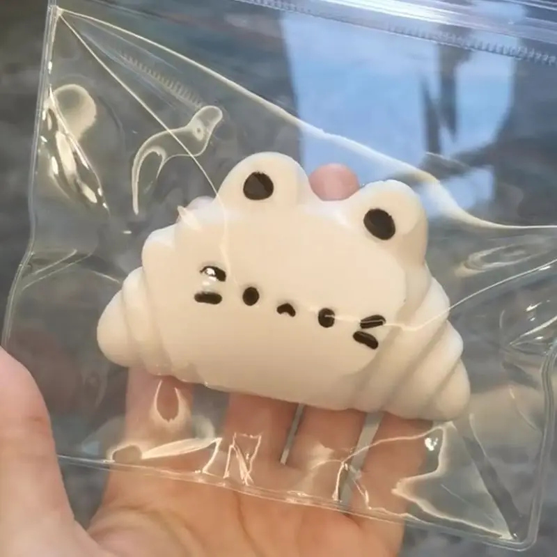 Funny Croissant Cat Croissant Squeeze Toy Slow Rebound Kneading Cartoon Fidget Toy 3DPaw Pinch Toy Children Good-looking