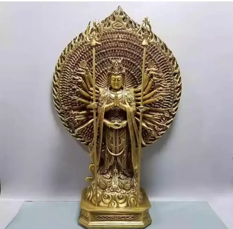 Metal 1-foot 6-station Thousand Hand Guanyin 35 * 14 * 52 * cm Decorative Decoration Home, Office, Cultural and Creative Decora