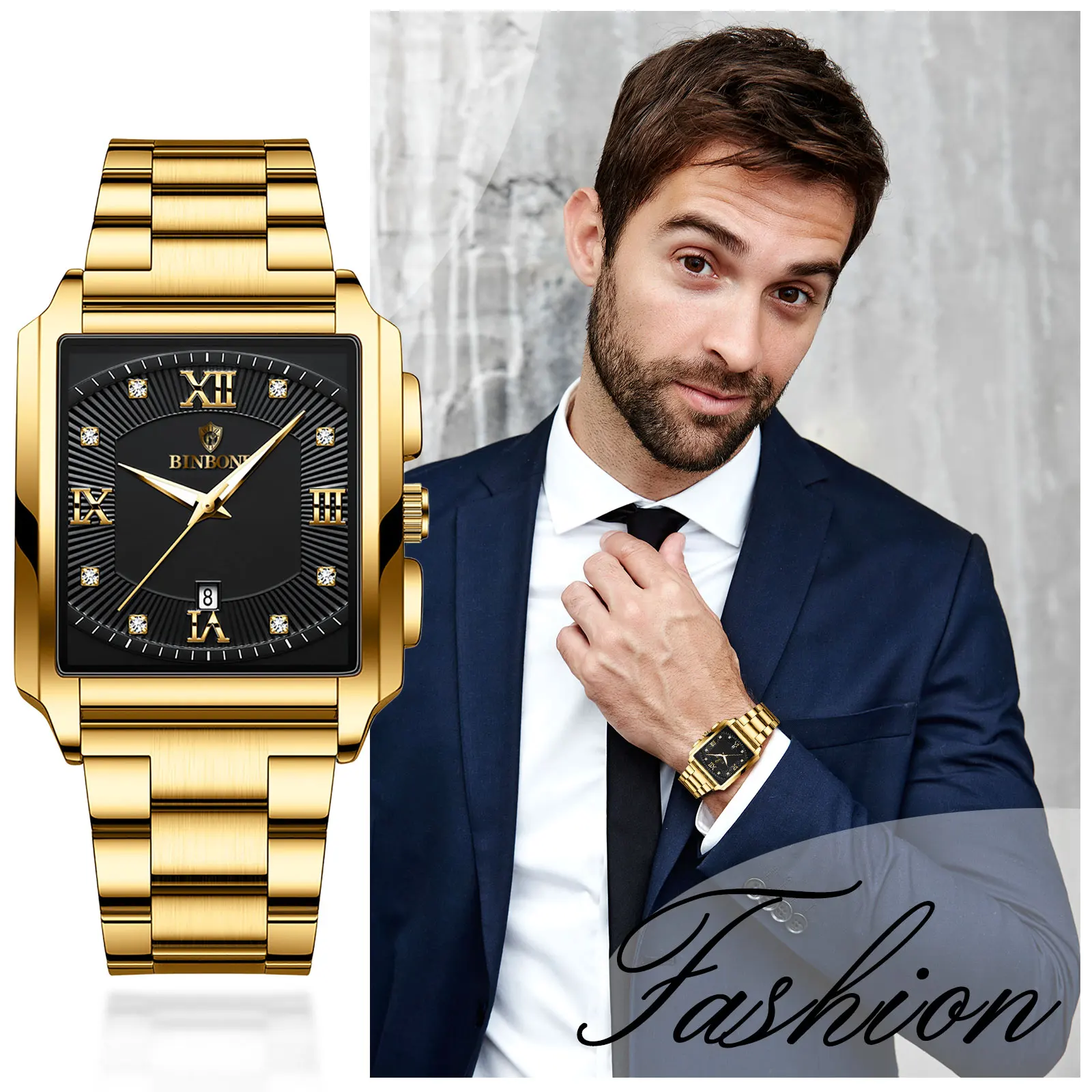 لانكاردو-ساعة كوارتز مربعة للرجال ، ستانلس ستيل ، مقاومة للماء ، أيدي مضيئة ، مقياس ماسي ، أزياء تناظرية ، كاجوال