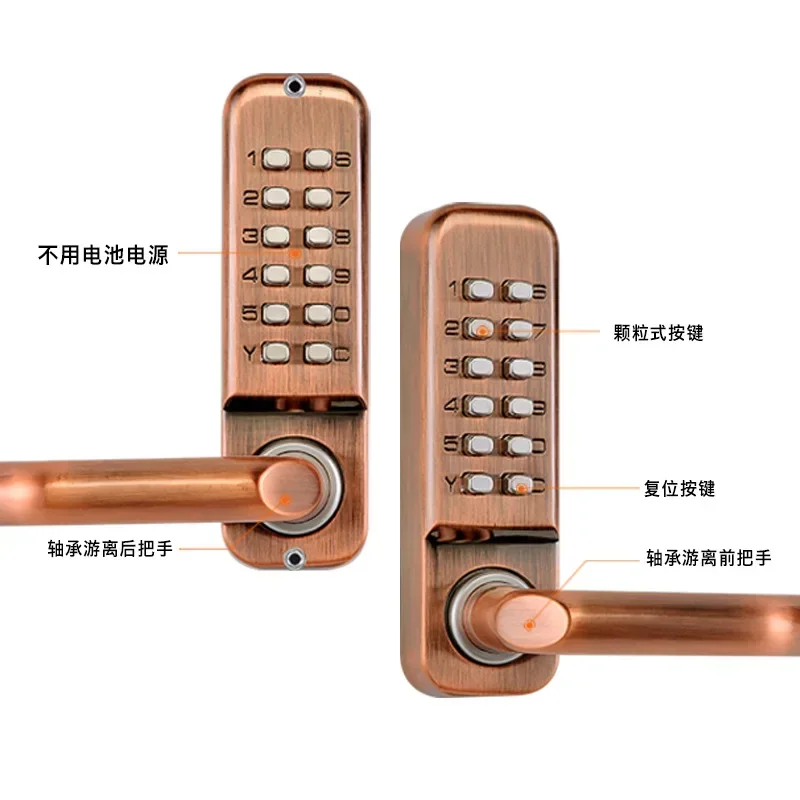 Outdoor Waterproof And Sunscreen Double-sided Handle Mechanical Password Lock Iron Door Access Password Door Opening