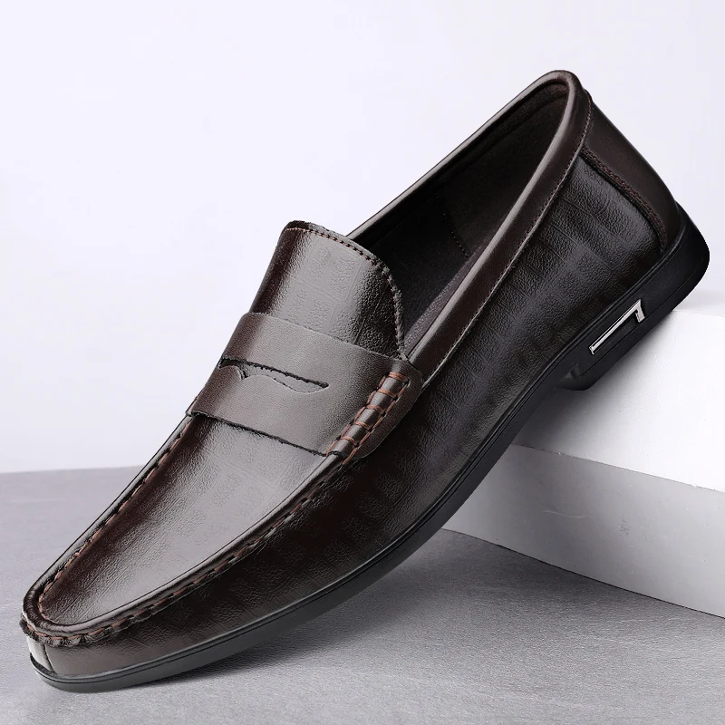 Genuine Leather Men Shoes Casual Italian Men Loafers Breathable Office Shoes Men Designer Slip On Driving Shoes Plus Size 38-46