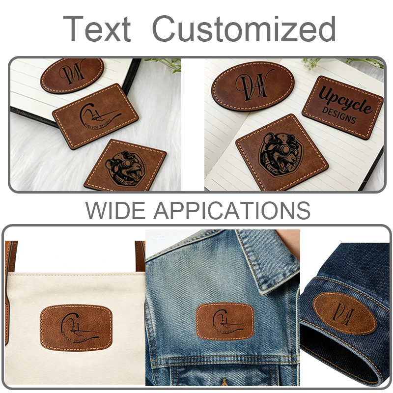 20pcs Custom Logo Leatherette Hat Patches Iron on Leatherette Patch Rustic Faux Leather Patches for Jacket Backpack - view 2