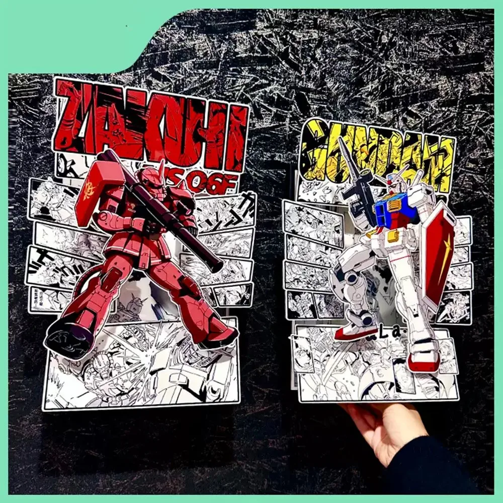 

Japanese Anime Metal Poster Vintage Robot Art Print 3D Shadow Box Display for Home Office Gaming Room Decoration