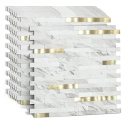 11pcs/lot Mosaic Wall Tile Peel And Stick Self Adhesive Waterproof Aluminum rectangle Kitchen Bath Tile Backsplash Fireproof