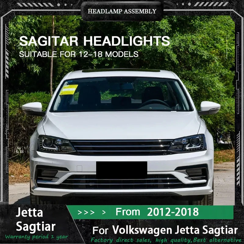 

1 пара светодиодных фар в сборе для VW Jetta Sagitar 2012-2018, фары Plug and Play, светодиодные линзы проектора DRL, передние фары