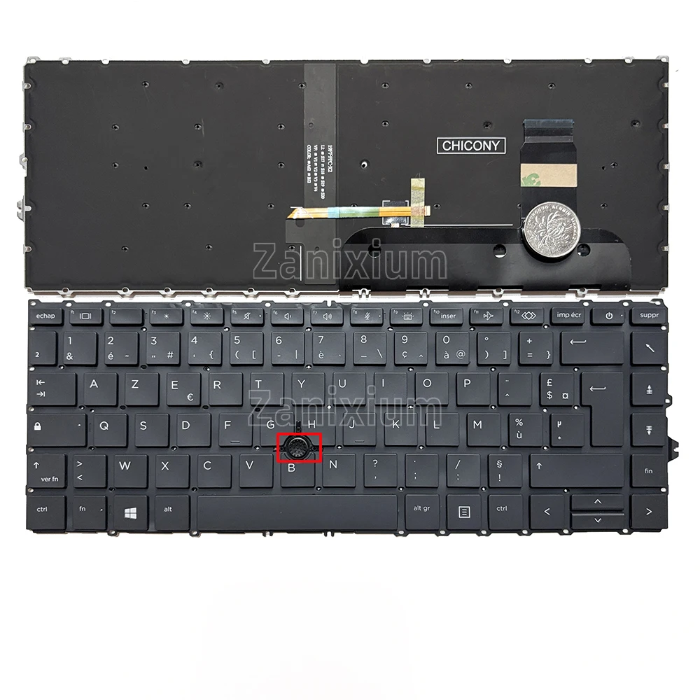 AZERTY Francés | con retroiluminación LED | con teclado TrackPoint para HP EliteBook 840 G7,845 G7,840 G8,745 G7/G8 |   ZBook Firefly 14 G7 G8