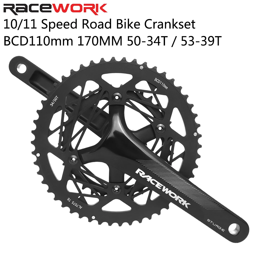 

RACEWORK STURGE Road Bike Crankset 2x11/12 Speed Crank Arms 170MM Double Chainwheel 50-34T/53-39T 110BCD Road Bicycle Parts