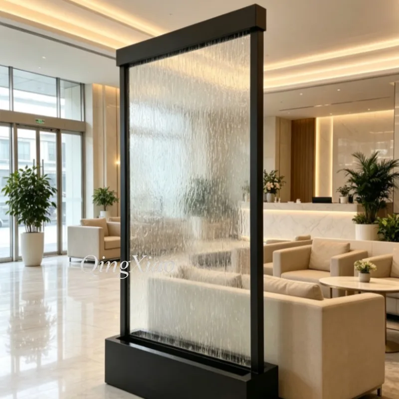 Water Curtain Screen Ornament Solid Frame Decorative Pebble Included Indoor Living Space Cascading Water Craft Calming