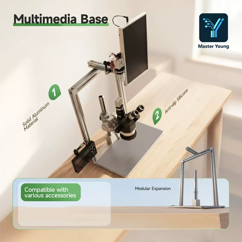 YCS Master Young Multimedia Base Microscope Bracket Thickened Aluminum Anti-vibration Support Frame for Soldering Repair Tools