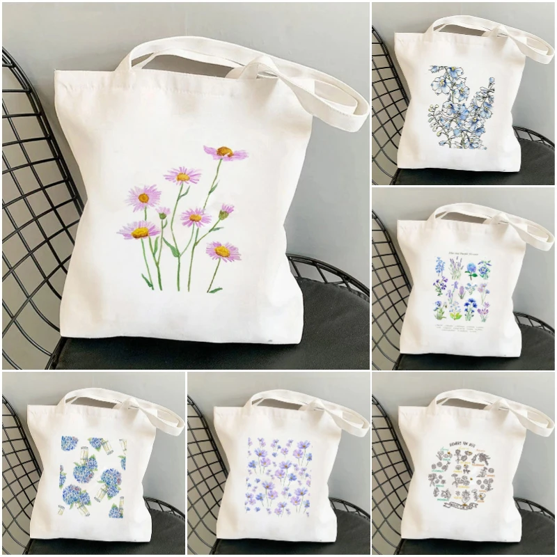 

Floral Print Tote Bag Fresh Style Canvas Shopping Bag for Women Spring Daily Use Lightweight Shoulder Bag Very Beautiful Fashion
