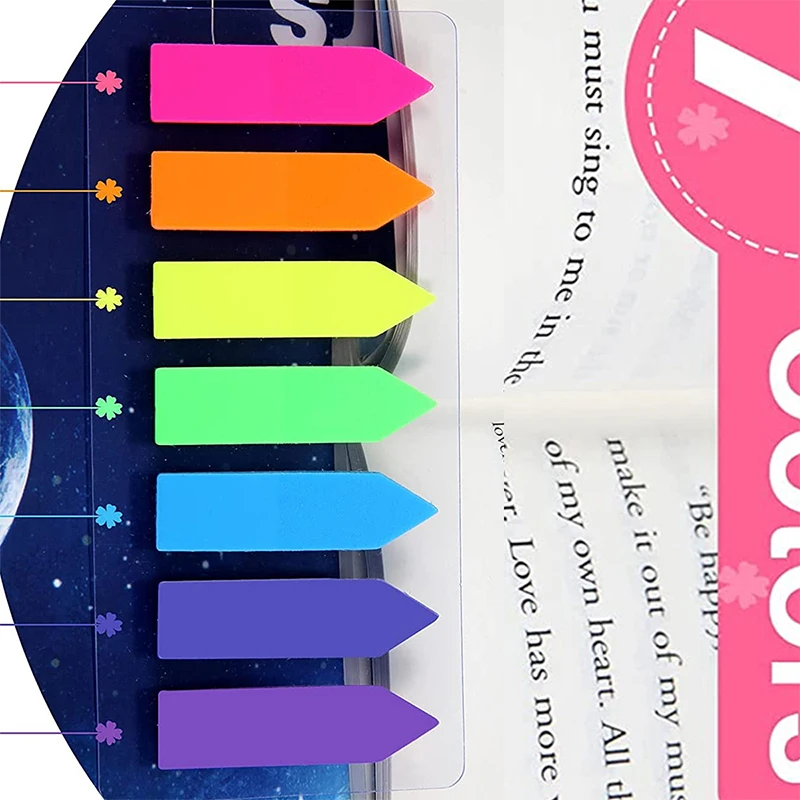 20*7PCS Color Fluorescence Transparent Sticky Notes Memo Pad Bookmarks Banners Sticky Notes Sticker Index Marker School Office S