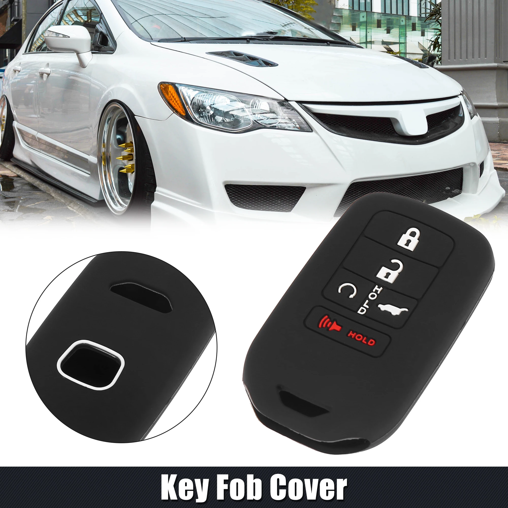 X Autohaux Car Key Fob Cover 5 Button Remote Shell Protective Silicone 1/2/3pcs For Honda Accord Civic CR-V Pilot 2015-2019