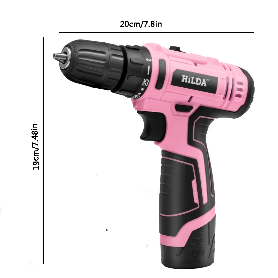 HILDA Electric Drill 12V Cordless Drill Electric Screwdriver Mini Wireless Power Driver DC Lithium-Ion Battery