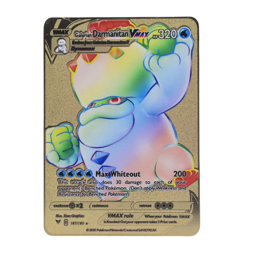 9999 Points HP Poke Metal Card Charizard Golden Metal Super Cards English Card Mewtwo Vmax Mega Anime Game Collection Gifts