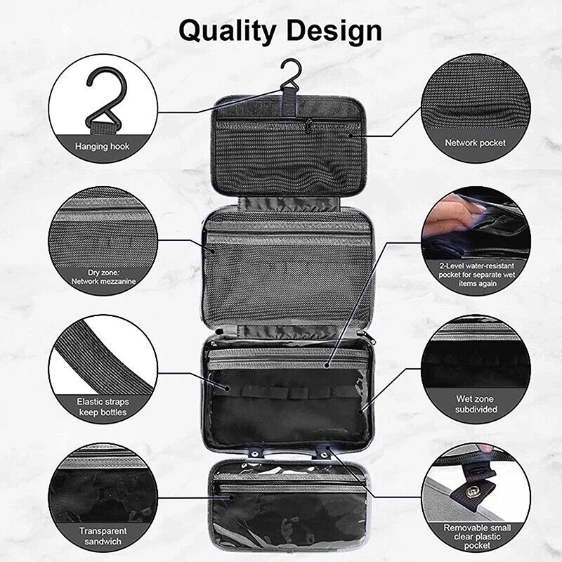 Travel Waterproof Folding Dry and Wet Separation Toiletries Bag Cosmetic Storage Bag Large Capacity Cosmetic Bag Makeup Bags