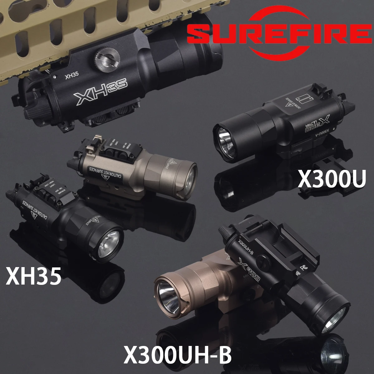Металлический пистолет Scout Light Surefire X300U X300 Ultra XH35 X300UH-B X300V Страйкбольное оружие Пистолет Свет Стробоскопический фонарик Подходит для рейки 20 мм