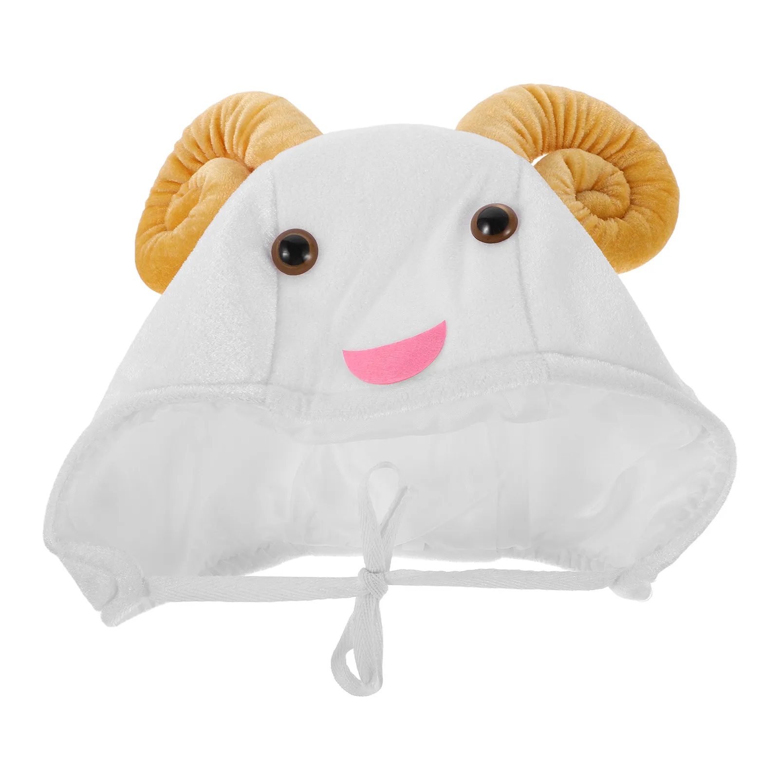 Lamb Hat Adult Soft Fleece Winter Beanie with RAM Horns and Lamb Ears for Carnival Party Photo Booth Cosplay Farm Animal Theme