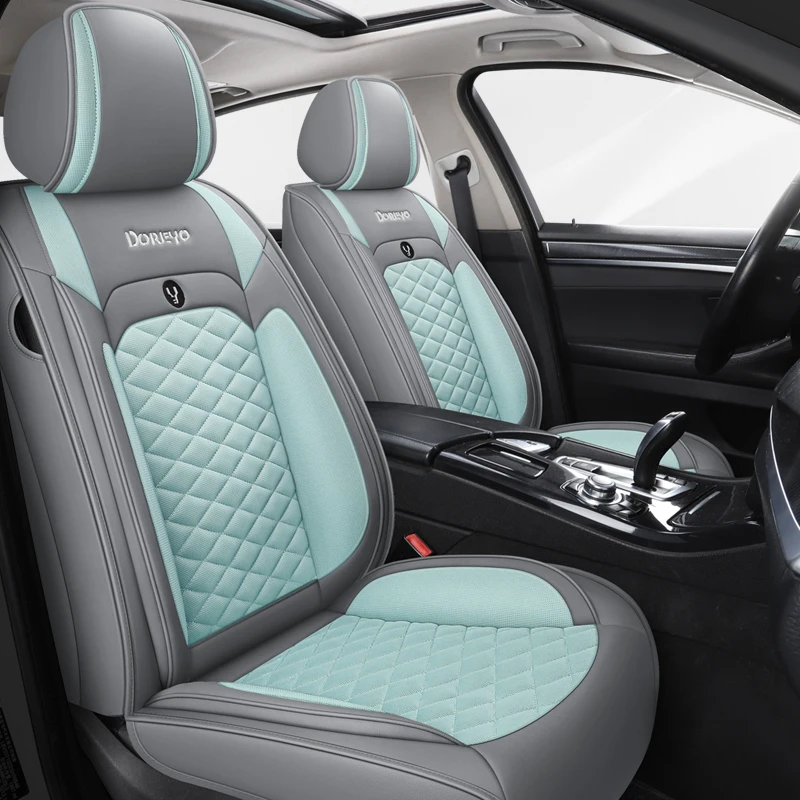 Five-Seat Car Seat Covers, Honeycomb Mesh Design, Available in Multiple Colors, Stylish Appearance, Suitable for Most Vehicles.