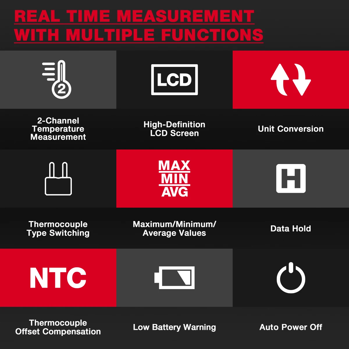 HABOTEST HT617B thermocouple probe digital thermometer dual channel portable temperature tester measures liquid temperature