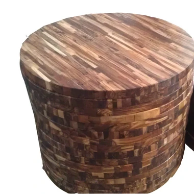 Hotel Restaurant Solid Acacia Wood Round Coffee Table High End Oil Solid Acacia Wood Coffee Table