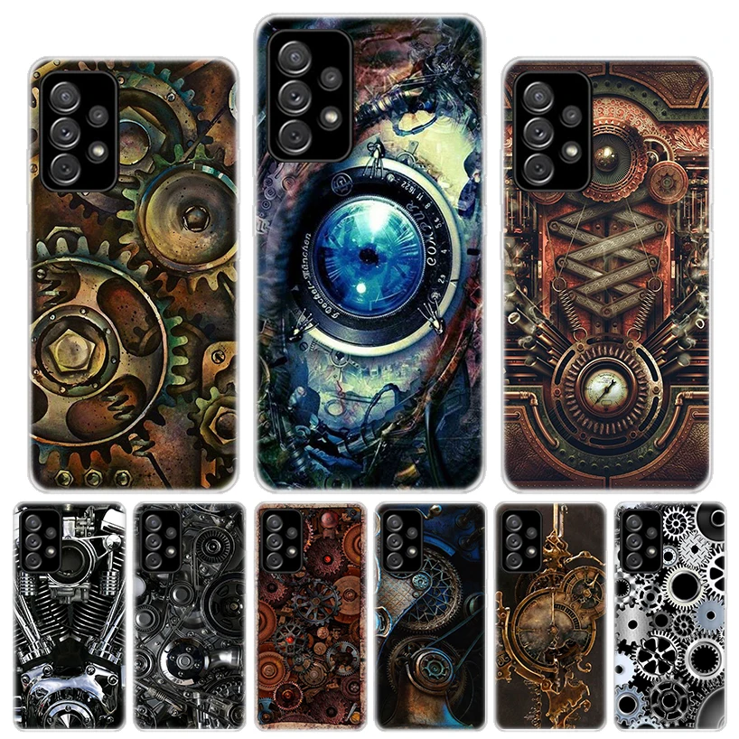 Steampunk Gear Mechanical Phone Case For Samsung Galaxy A55 A54 A52 A53 A15 A14 A12 A13 A25 A24 A22 A23 A35 A34 A32 A33 A04S A02