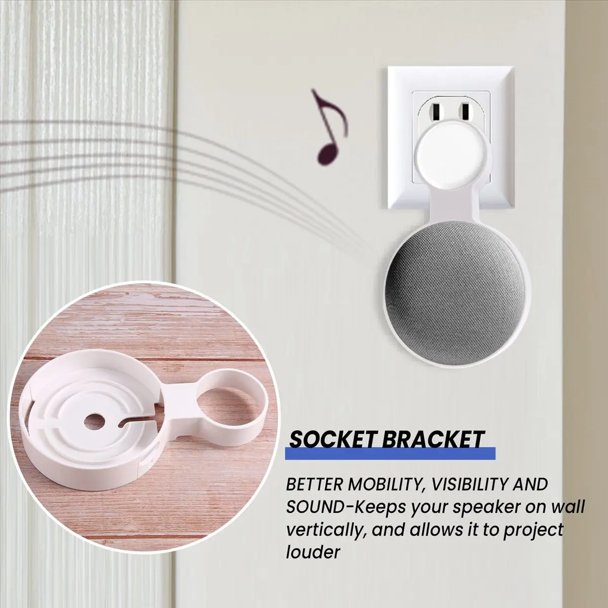 #07M Consumer Electronics,1Pc Suitable for Google Audio for Google Nest Mini Wall Bracket-White (White)