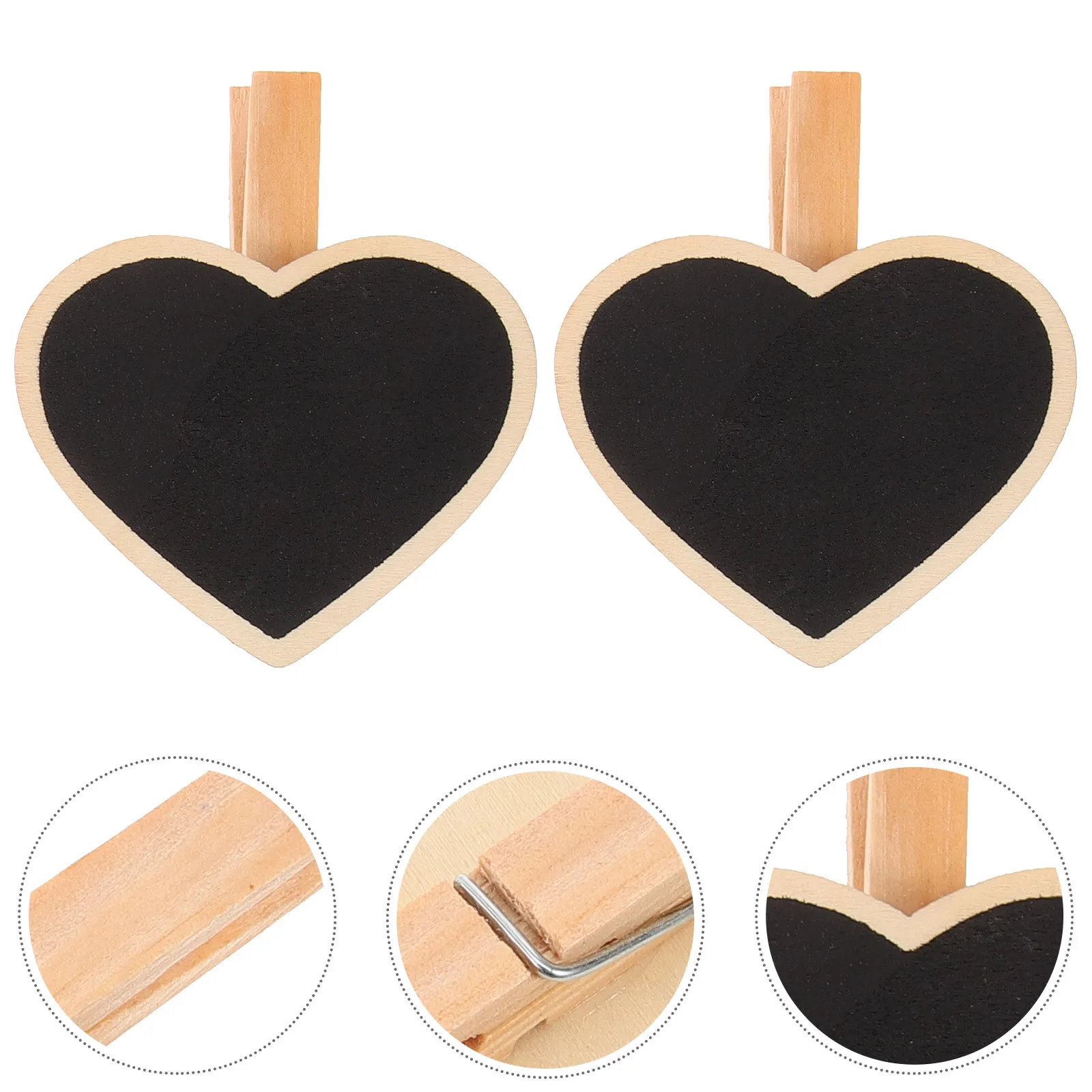 

24Pcs Wooden Blackboard Clip Message Board Clips for Photos Notes and Food Labels Heart-Shaped Mini Chalkboard Memo Clip Home