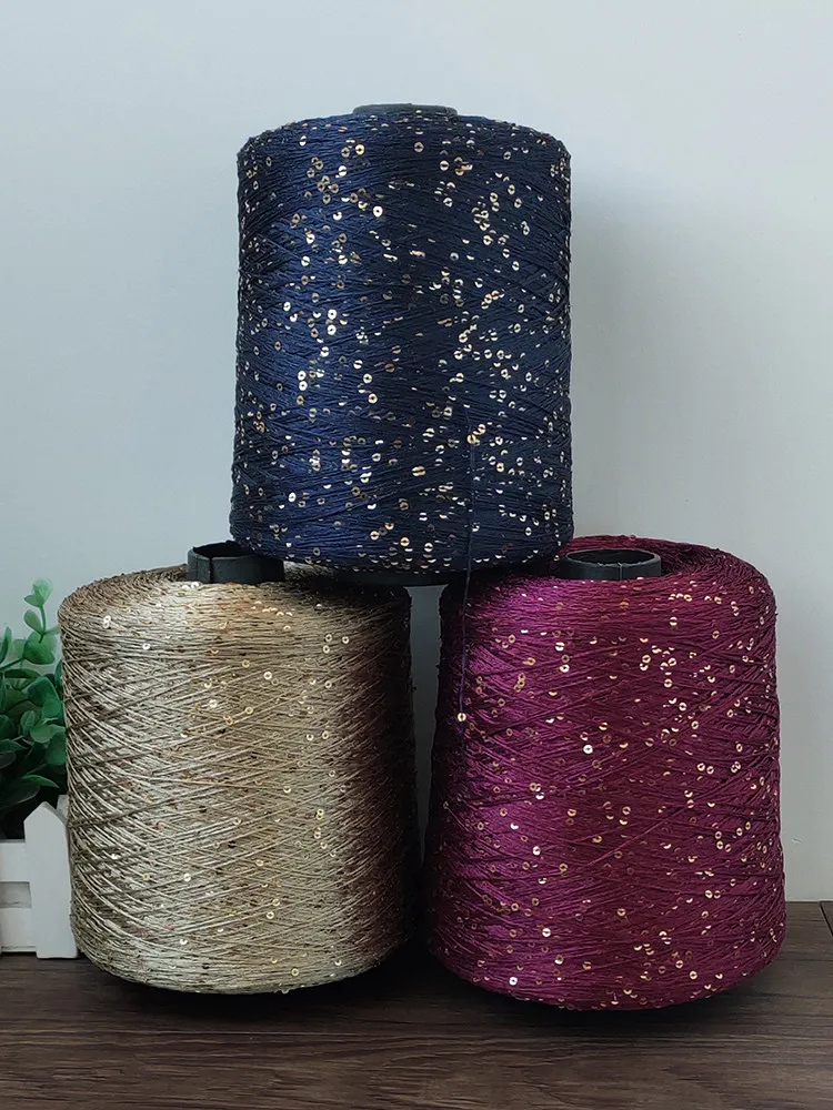 Seiden-Paillettengarn, spezielle merzerisierte Linie, 500 g/Rolle, handgefertigt, zum Selbermachen, 3 mm Pailletten, Handstrickgarn, ThreadDoll-Pullover-Stricklinie
