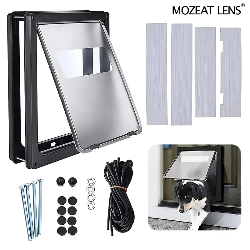 

Double-Direction Anti-Pinch Pet Cage Door with Safety Lock - Heavy-Duty Plastic Dog Door with Window, Tool-Free Installation & -Pinch Mechanism, Compatible with Crates, Cages, Kennels - Ideal for Large Dogs & Multi-Pet Households - Durable Plastic C