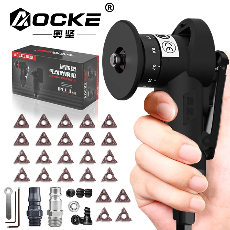 

AOCKE New AX307 Pneumatic Chamfering Machine Deburring 45 Degree Mini Portable HandHeld Metal Trimming Machine 30000RPM
