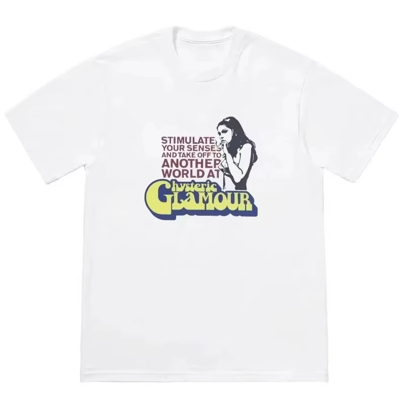 2025 Hysteric Glamour T-shirt American Retro Tee Street Culture Tide Brand T-shirt Niche High Quality Trend Short Sleeve