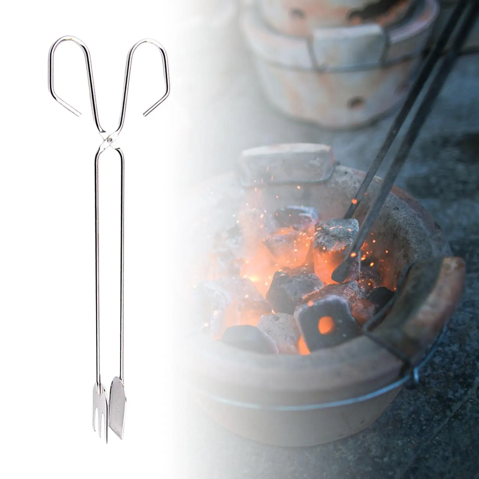 Fire Log Tongs for Grill BBQ Charcoal Tongs Charcoal Serving Tools Metal Clip Tongs for Fire Place Grill Baking Outdoor Camping