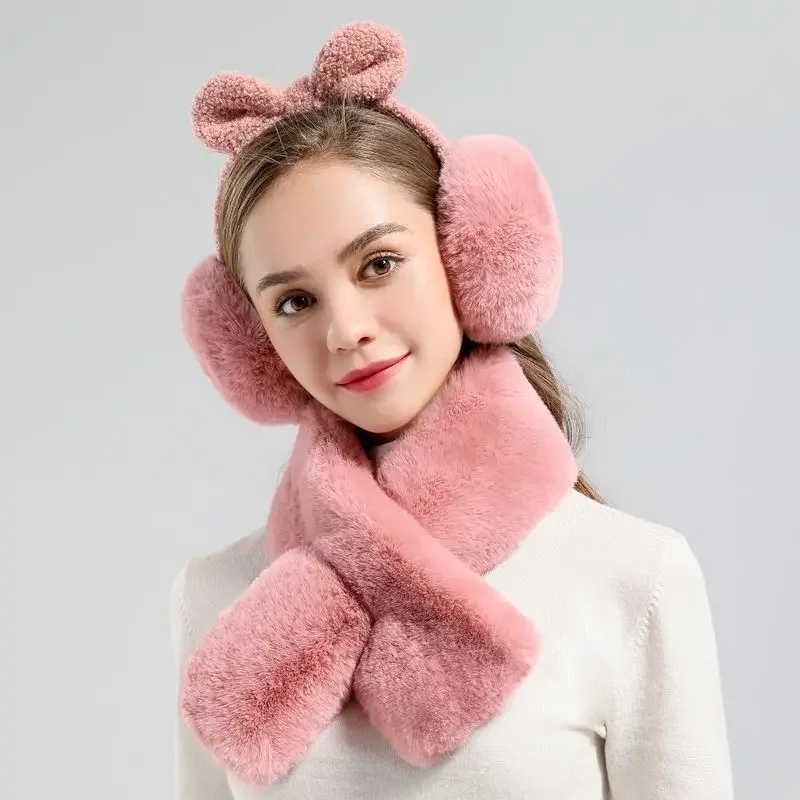 Cute Faux Rabbit Fur Bowknot Warm Plush Earmuff Baby Child Ear Muffs Earmuffs For Girls Warmers Winter