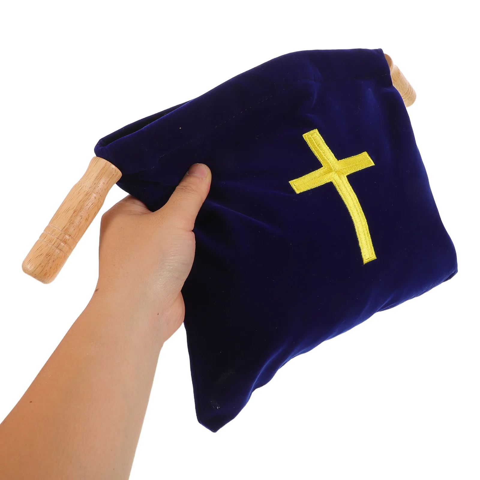 

2Pcs Church Offering Bag Embroidered Cross Design Large Capacity Pouch for Communion Baptism Religious Supplies Collection
