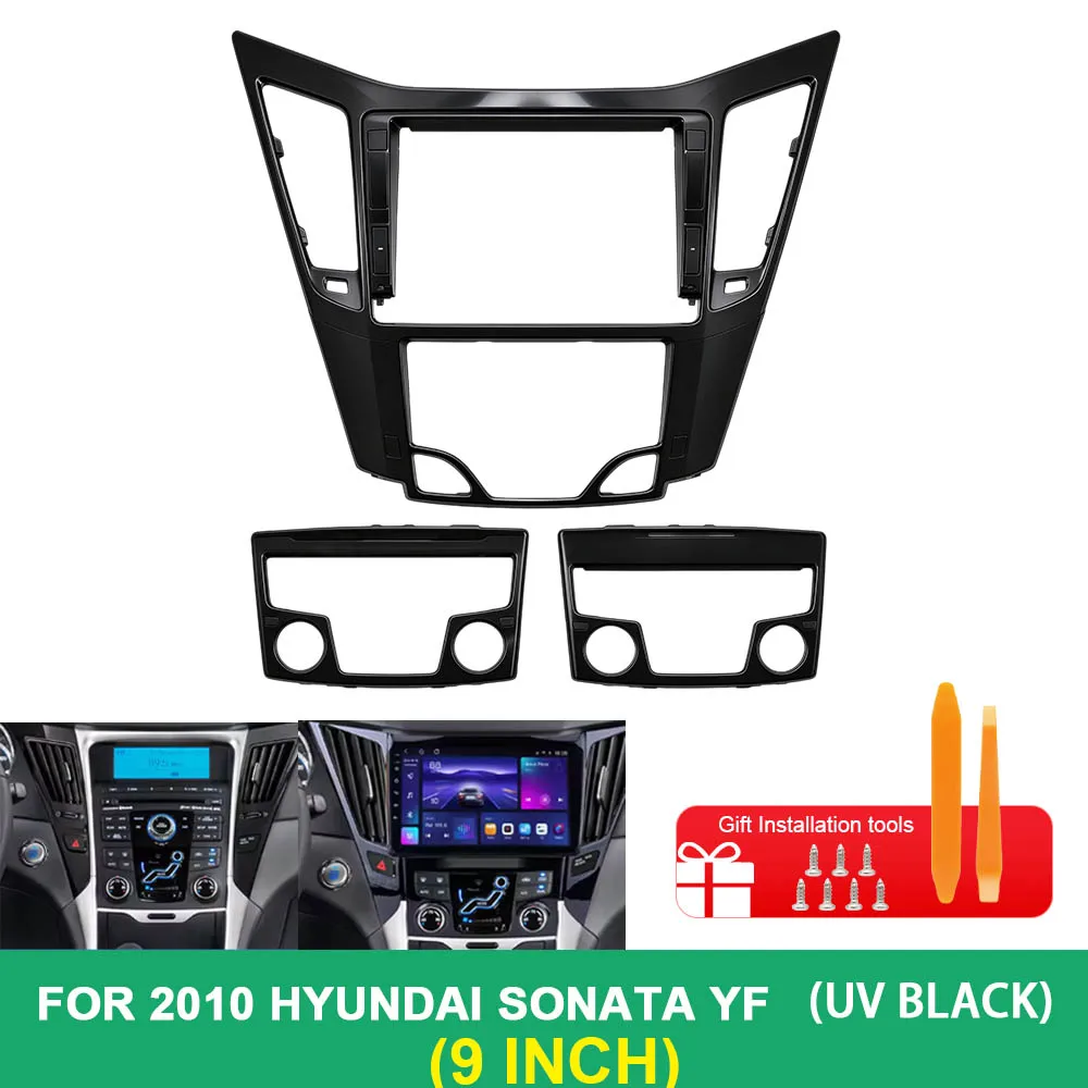 For 2010 Hyundai Sonata YF 9 Inch Low High-End UV Black Car Radio Fascia Dashboard Trim Installation Frame
