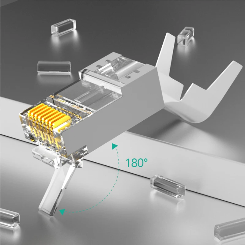 Разъем OMAY RJ45, 50U, позолоченный конец, сквозной сетевой кабель, модульный разъем 8P8C, вилка Cat5e Cat6 Cat7, 10/50/100 шт.