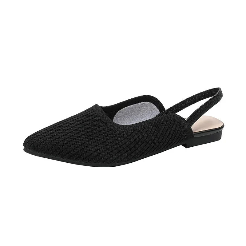 Plus Size 43 Women Sandals Flat Slippers New  Fashion Breathable Non-slip Pregnant Shoes Ladies Knit Soft Sole Single Shoes