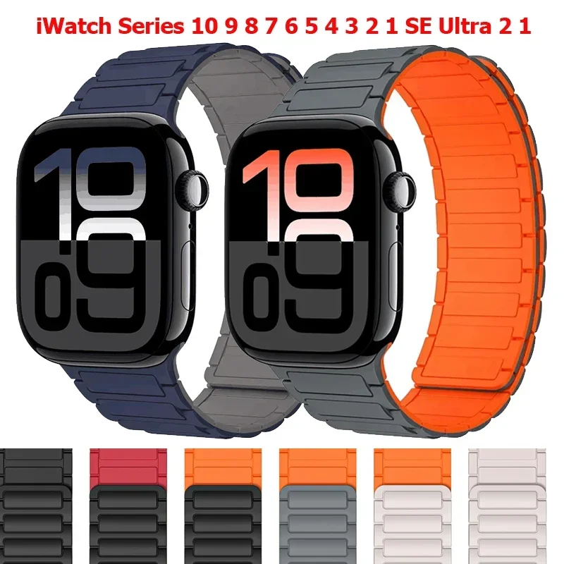 Silikon-Magnetschlaufe für Apple Watch Band 46 mm 42 mm Serie 10 SE 7 8 9 40 mm 41 mm 38 44 mm Ultra 2 1 49 mm Armband iWatch 45 mm